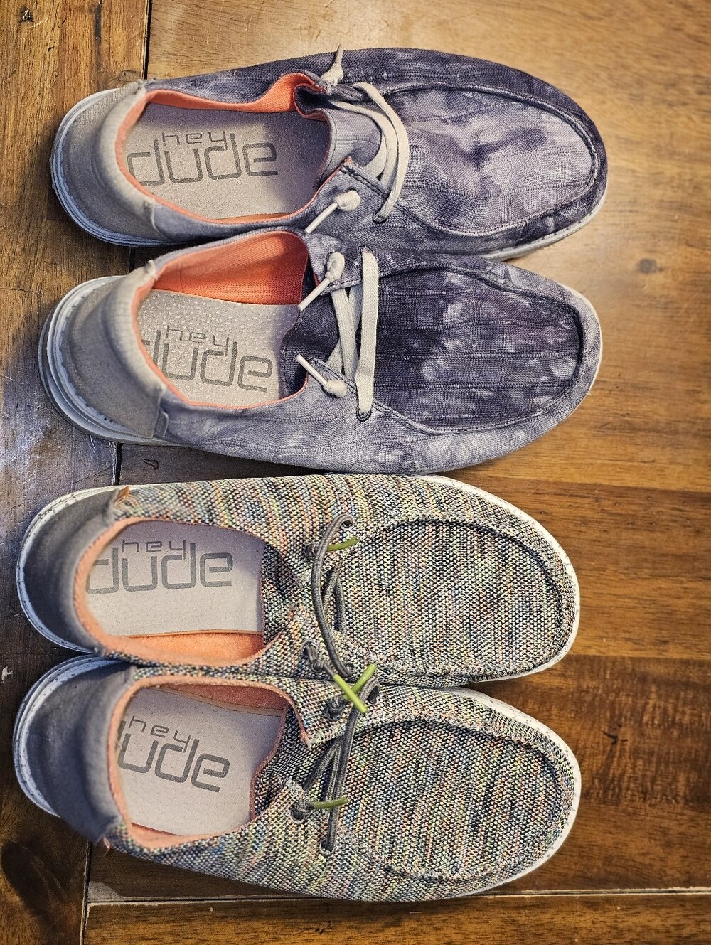 Hey Dude Slip On Shoes Two Pairs Tie Dye Navy AND Wendy Sox Peacock Pink W 8